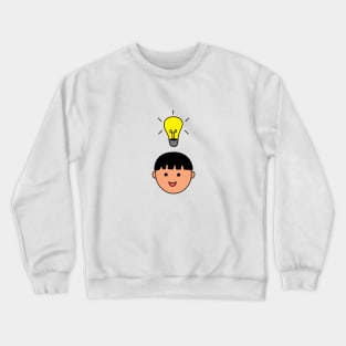 cute kid with lightbulb idea Crewneck Sweatshirt